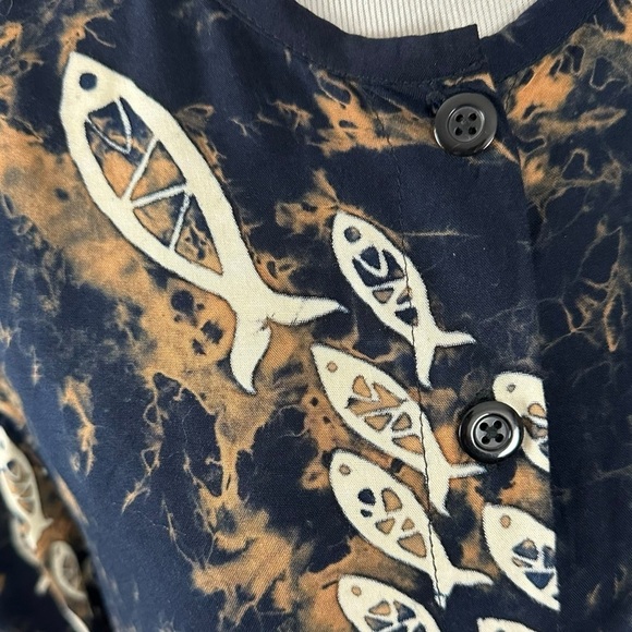 Vintage 90s Far Away Tropical Tie Dye Fish Maxi Dress & Top Set Size Large Beach - Picture 13 of 16